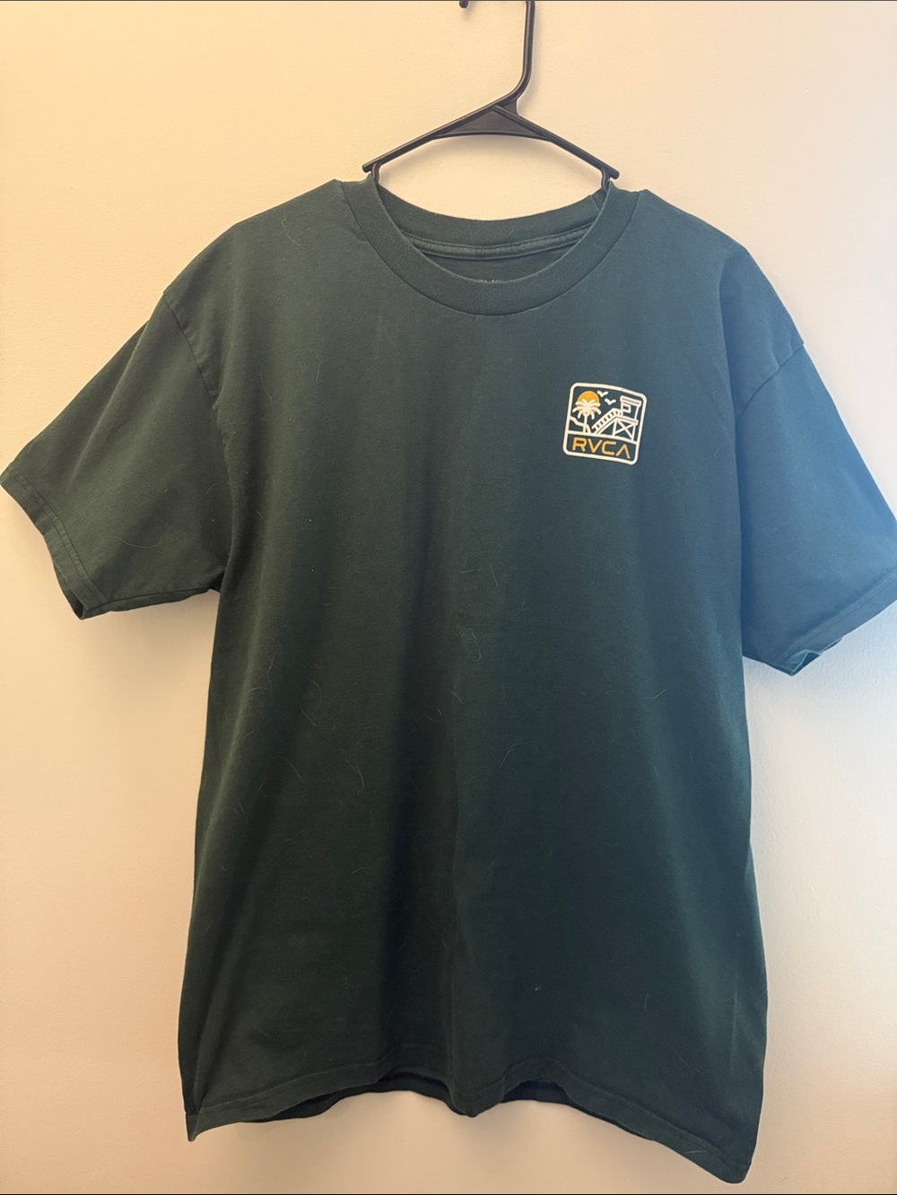 RVCA Dark Green Short Sleeve Tee with Chest Patch